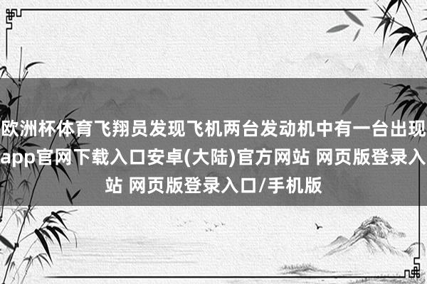 欧洲杯体育飞翔员发现飞机两台发动机中有一台出现绝顶-开云app官网下载入口安卓(大陆)官方网站 网页版登录入口/手机版